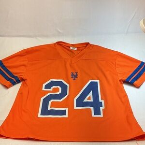 New York #24 Orange Sports Jersey with Blue Accents 0601